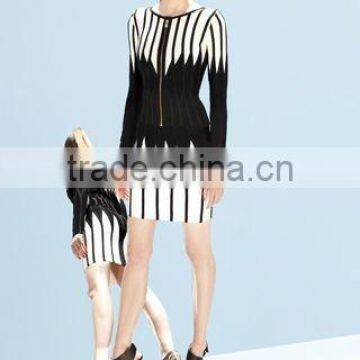 Cheap shipping long sleeve printed stripe women formal attire