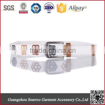 Fashion Design Female Flower Buttonhole Canvas Belt photo-2