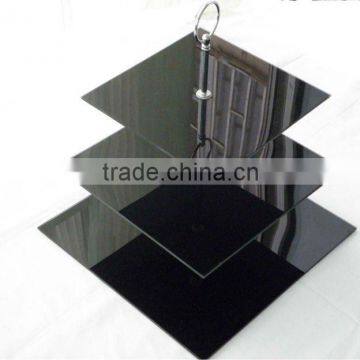 3 tier square flat tempered glass cake stand
