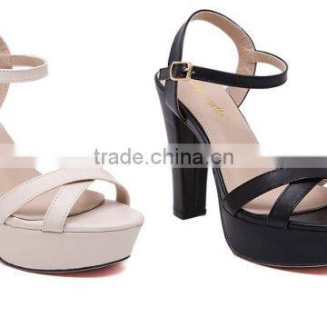 CX260 lady buckle straped high heel sandal shoe with platform