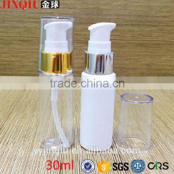 Cosmetic usage empty PET disposable 30ml cream plastic bottle with pump