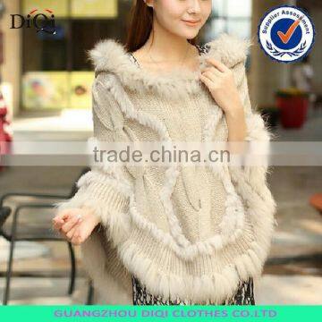 wholesale women cape, rabbit fur poncho, women winter clothes