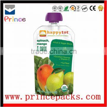 Wholesale high quality fruit juice/baby food packaging spout pouch