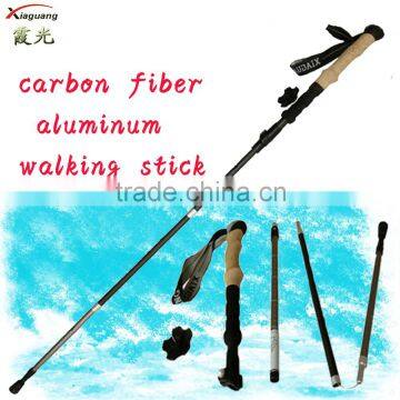 Factory price Adjustable Lightweight carbon fiber & aluminum 7075 hiking pole, carbon fiber walking stick ,fiberglass pole