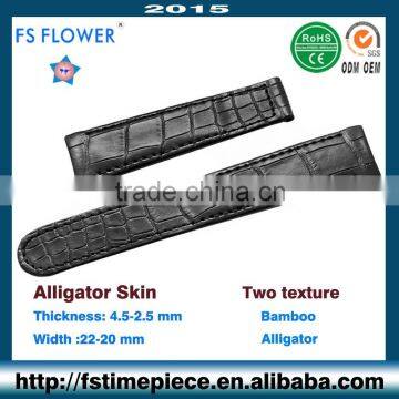 FS FLOWER - Genuine Leather Watches Strap Alligator Skin Glossy Two Texture Round Tail