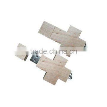 OEM natural cross shape wooden usb flash drive new style