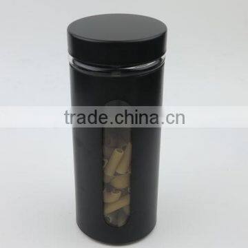Black Colored Iron Covered Glass Storage Jar With Metal Screw Lid photo-4