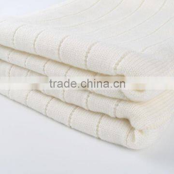 Machine Washable Super Soft Merino Wool Rib Pattern Baby Blanket