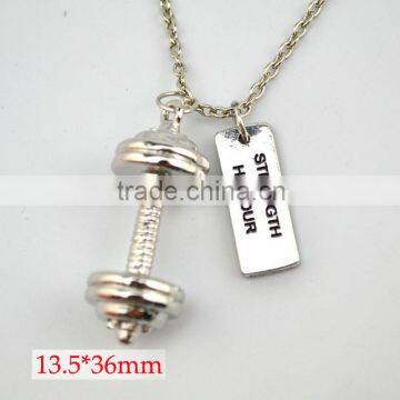 Weightlifting Barbell Strength Honour Charms Sports Gym Necklace photo-2
