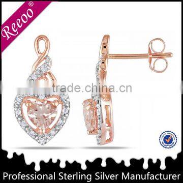 Heart earring with cubic zirconias rose gold plating