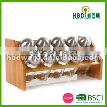 Spice jar set with bamboo rack wholesale