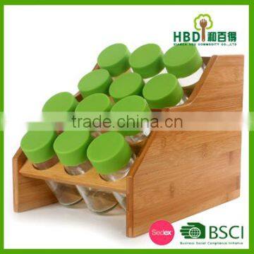 Buy glass spice set with bamboo rack ,spices glass container set,candle jars wholesale