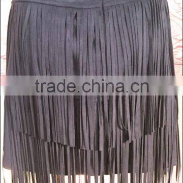 Popular Design Fringes Tassel Lace Sexy PU Skirts China Factory Wholesale photo-3