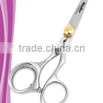 Arum hair styling shear 6 inch fix finger rest adjustable gold tension dial mirror finish
