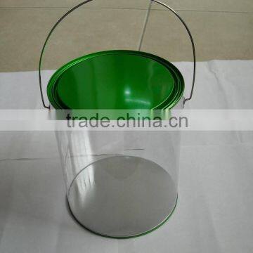 Round Tin Box with Pet Window, Package Tin Box, Metal Box with Handle