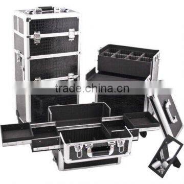 Makeup Artist Aluminum Rolling Cosmetic Train Case
