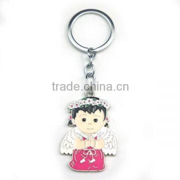 Fashion design angel girl keychain ,alloy girl angel keychain