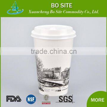 custom paper cup with cover 6oz for hot drinks made in China/Paper Coffee Cups With Lid
