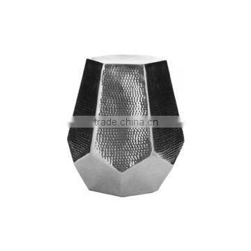 ammered Aluminum Stool in Silver - hammered aluminum stool's hexagonal Garden Furniture