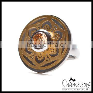 Chameleon 316L Stainless Steel Antique Forged Assembly Ring with Screw Design Plate