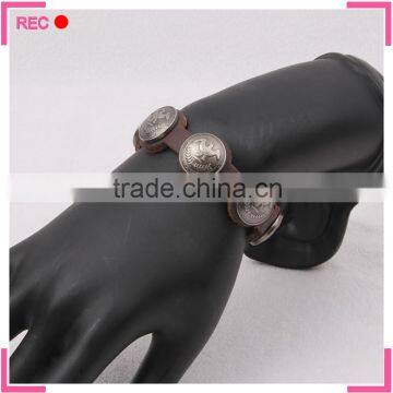 Teen Leather Bracelet With Badge, Leather Cuff Bracelets Wholesale photo-3