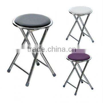 Round Folding Stool Seat in Black Purple and White Soft Padded Foldable Chair