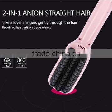 Pink straightener fast beautiful star hair straightener comb brush