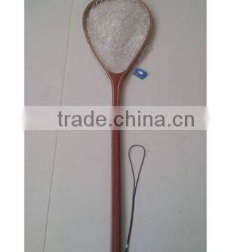 Long handle wooden landing net