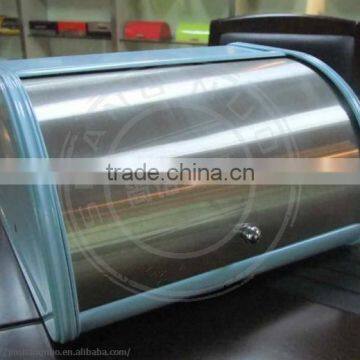 high-capacity bread storage bin with with mirror polish roll top