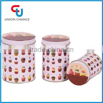 Round tin-plate cookie tin box set