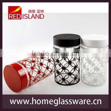 Metal surface food storage glass bottle