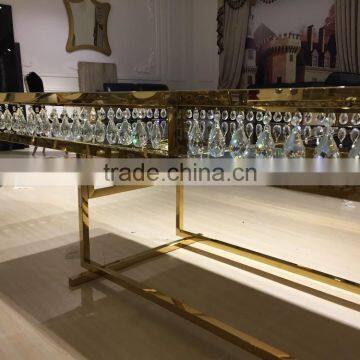 Glass Top Center Glass Wedding Table With Crystal Decoration photo-4