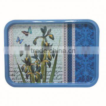 Tin metal tray with flower pattern for Vendor tray