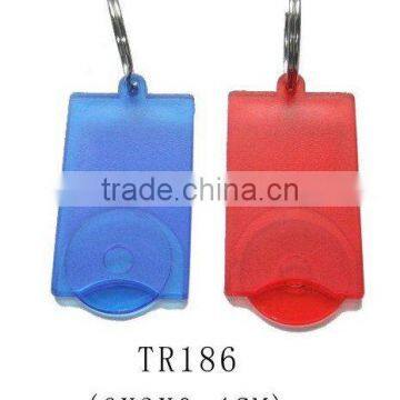 Different colors plastic coin clip keychain/coin holder keychain