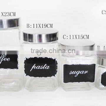 square glass apothecary jars with the blackboard paint