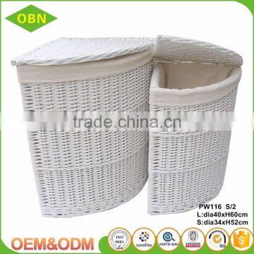 Wholesale Custom High Quality Handmade White Durable Wicker Metal Fabric Laundry Basket photo-3