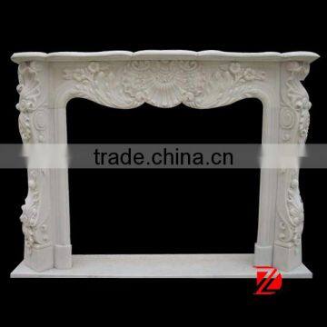 Elegant white marble fireplace mantel