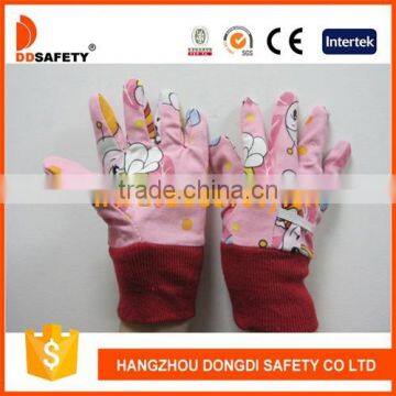 DDSAFETY Red Cotton Kid Gardening Working Safety Gloves