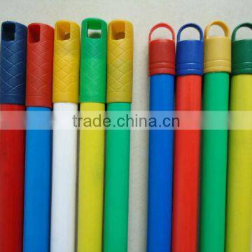 wood poles with colorful PVC and caps