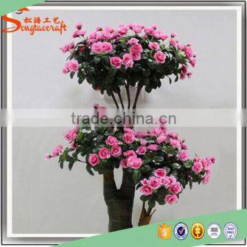 Wholesale plastic bonsai with china imported fabric artificial silk rose flowers tree