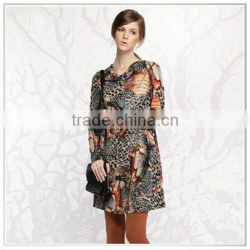 Customized 2014 Top Quality New Design Digital Printing 100% Wool Dresses