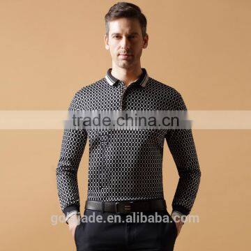 Mens Long Sleeve Polo Shirts OEM 100% Cotton Classic Collar Polo t Shirt for Men photo-3