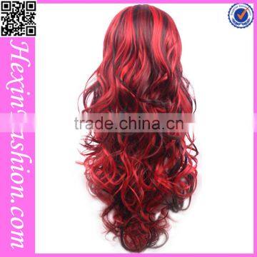 Newest Red Mixed Black Body Wave Cosplay Wig Wholesale photo-3