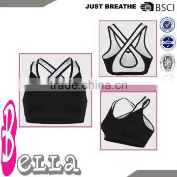 breathable mech fabric with inner ladies sports bra sports wear