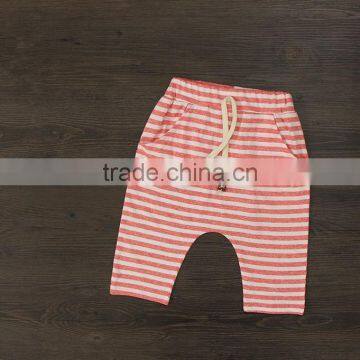 Very cheap 100% cotton baby short stripes harem pants with waistband