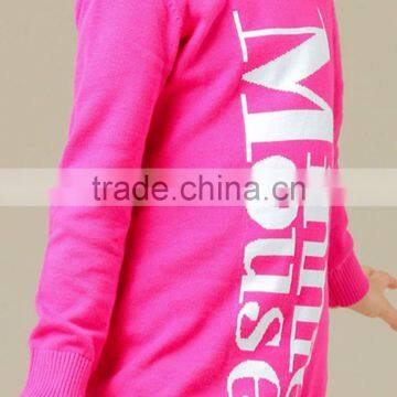 Print Letters Spring Rose Red Longth Sleeve Pullover for Girls photo-6