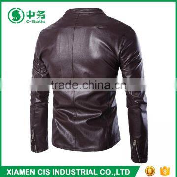 New Look Windproof Slim Fit Pure Color Turkey Mens PU Leather Jacket photo-3