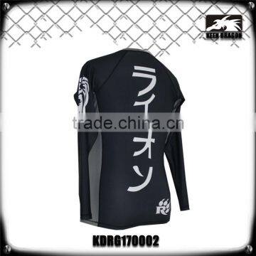 Black/white Sublimation Printed Lycra Compression Bjj Rash Guards With Long Sleeves photo-5