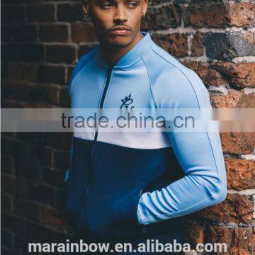 92% Polyester 8% Elastane Navy/White/Blue Mens Full Zipper Outdoor Performance Jacket Baseball Jacket Gym Tracksuit Top photo-3