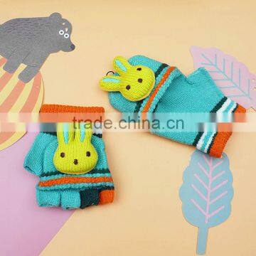 TC13019 New Fashion Lovely Animal Pattern Kids Gloves, Cheap Winter Knitting Half Fingers Baby Gloves Wholesale photo-3